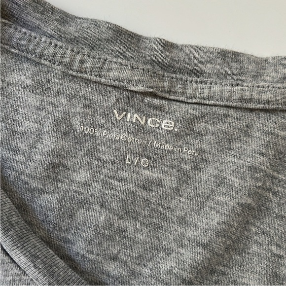 Vince Pima Cotton Essential V-Neck T-Shirt Heather Grey Size L - Picture 4 of 7